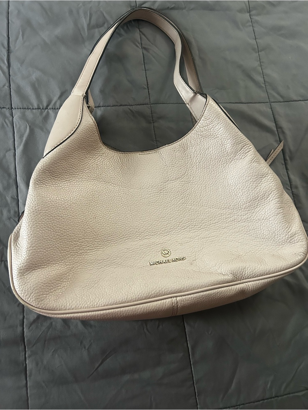 Michael Kors Pebbled Leather Shoulder Hobo in Light Taupe